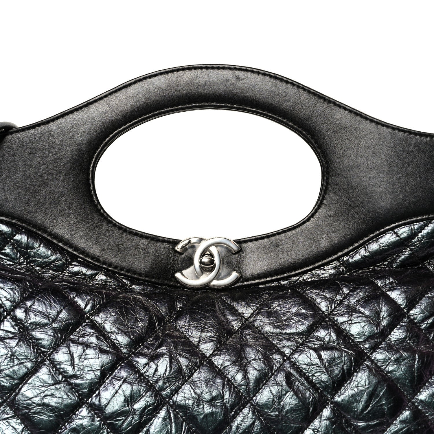 Chanel Crumpled Calfskin Quilted 31 Large Shopping Bag Black
