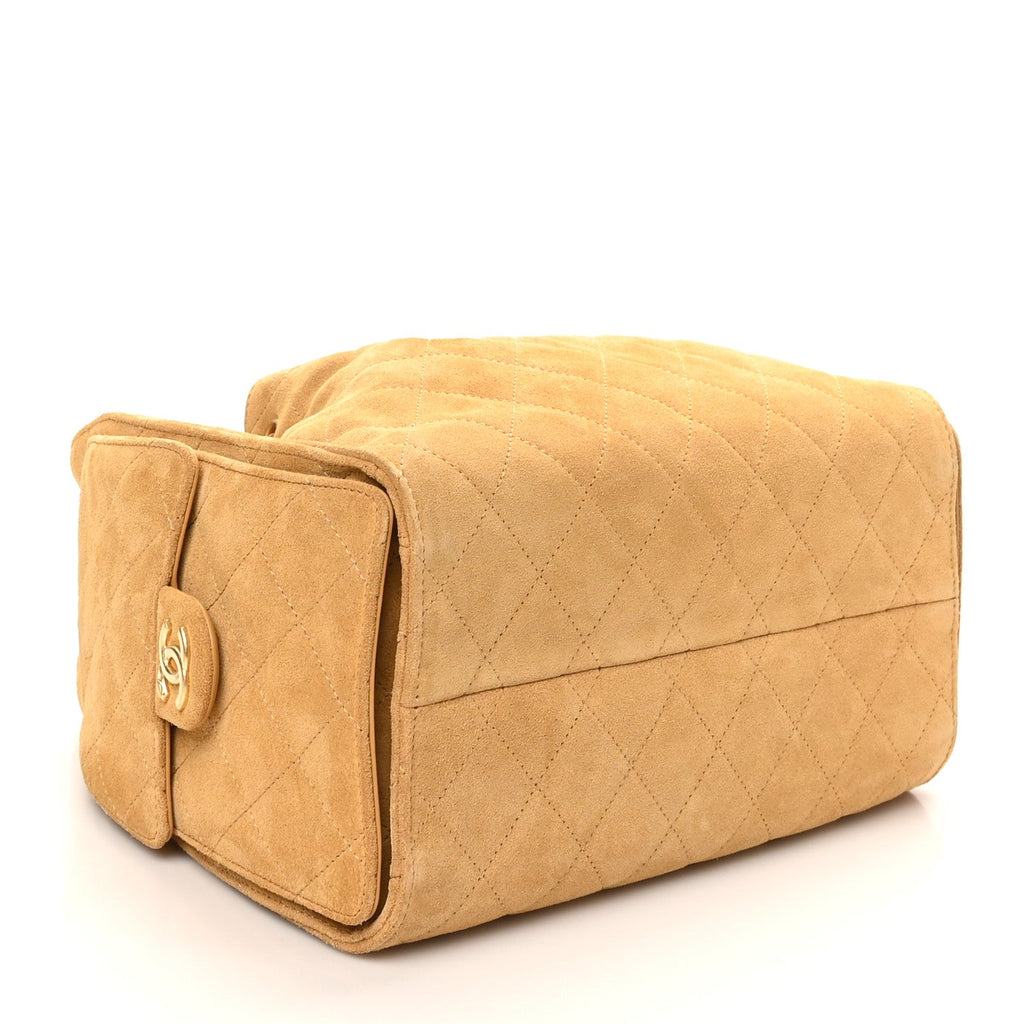 Chanel Suede Quilted Small Chanel 25 Handbag Beige