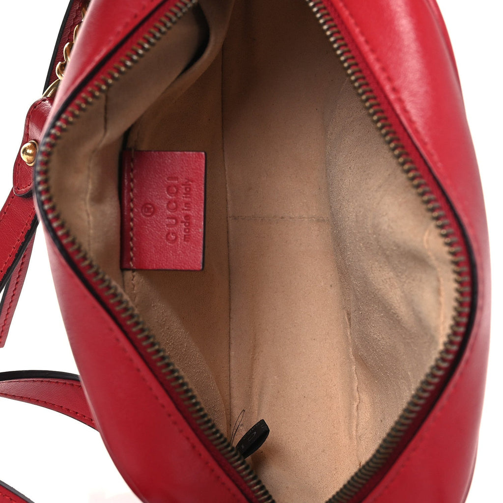 Gucci Calfskin Matelasse Mini GG Marmont Chain Shoulder Bag Hibiscus Red