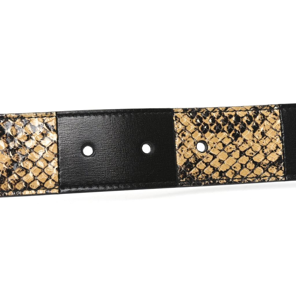 Gucci Ciny Calfskin Lux Snakeskin Torchon 95 38 Belt Black