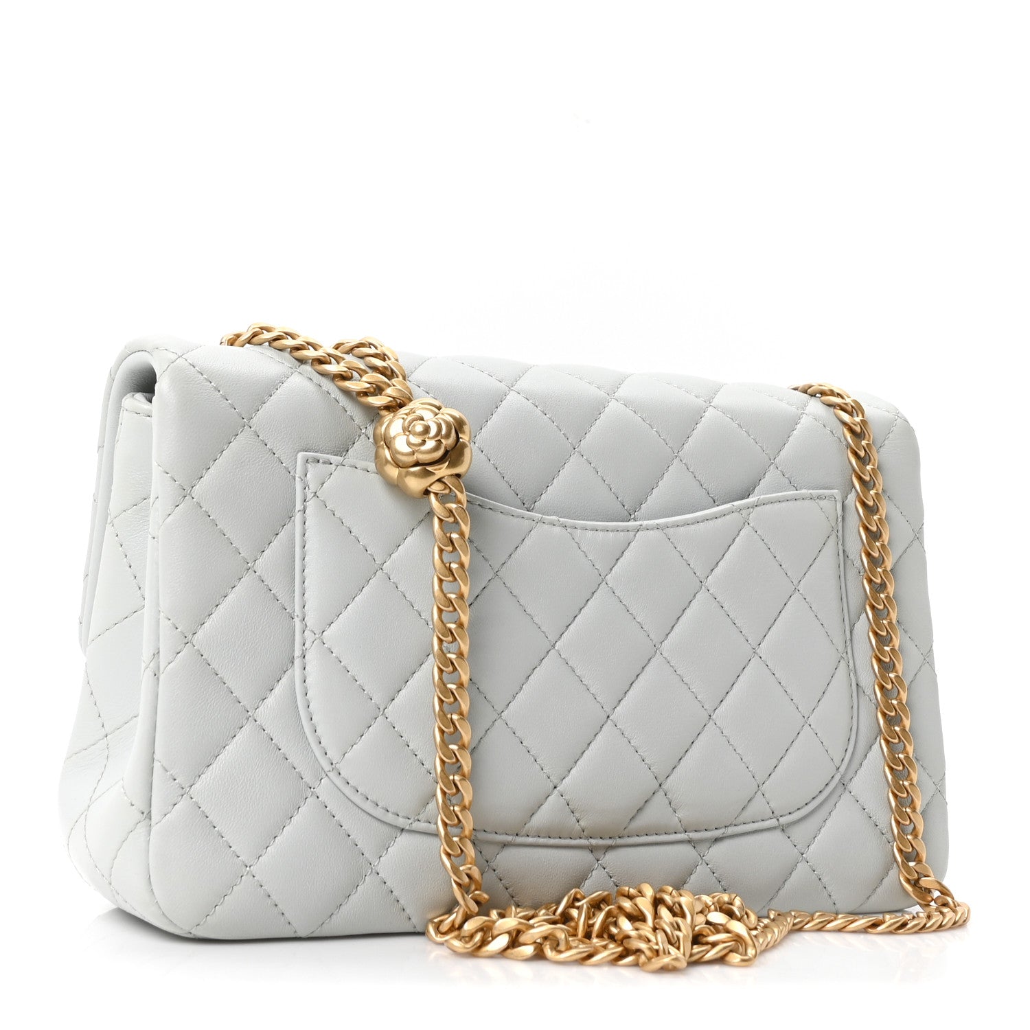 Chanel Lambskin Quilted Small Sweet Camellia Flap Light Blue