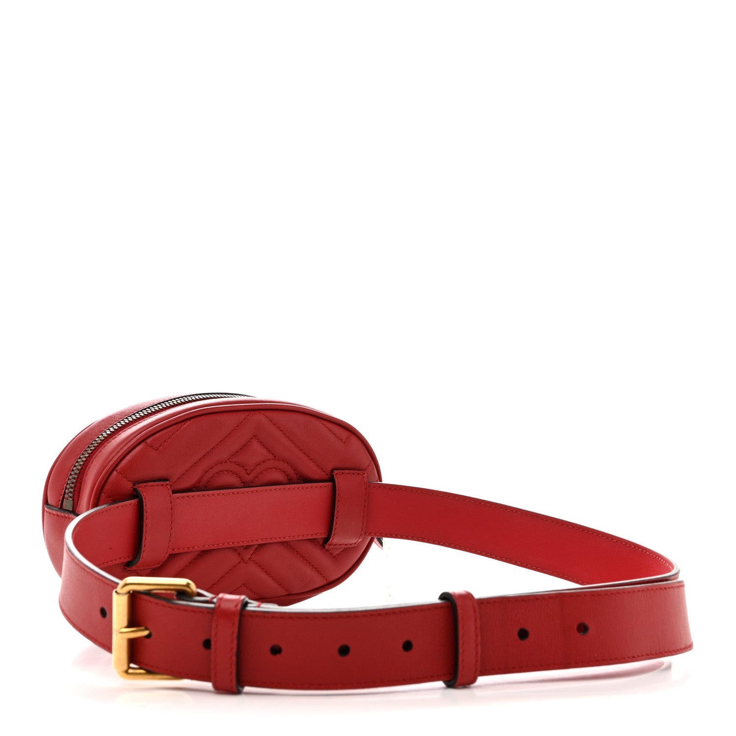 Gucci Calfskin Matelasse GG Marmont Belt Bag 85 34 Hibiscus Red