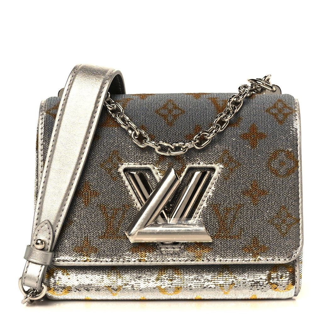 Louis Vuitton Sequins Monogram Twist Shoulder Bag PM Gold Silver