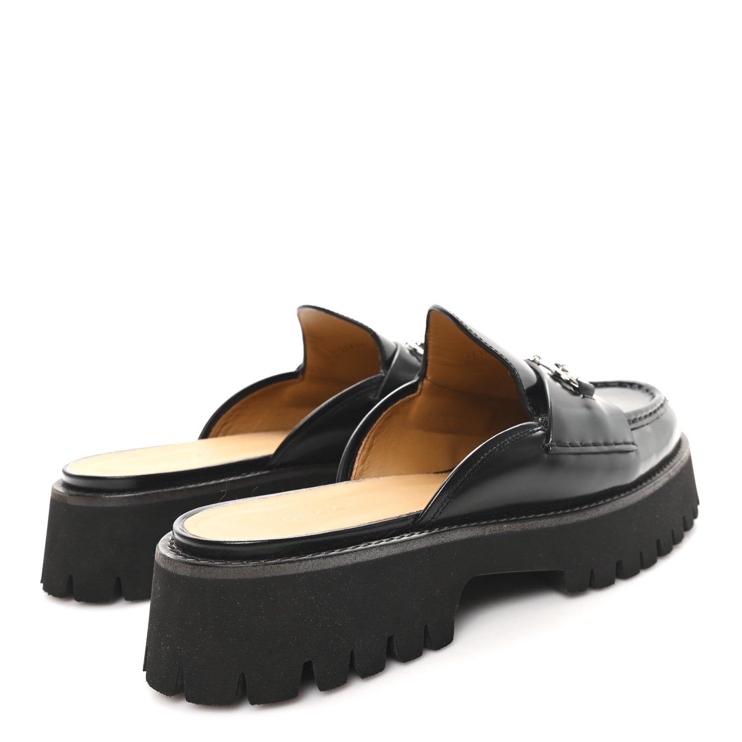 Gucci Magnum Calfskin Womens Horsebit Platform Mules 41 Black
