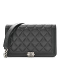 Chanel Caviar Quilted Boy Wallet On Chain WOC Black