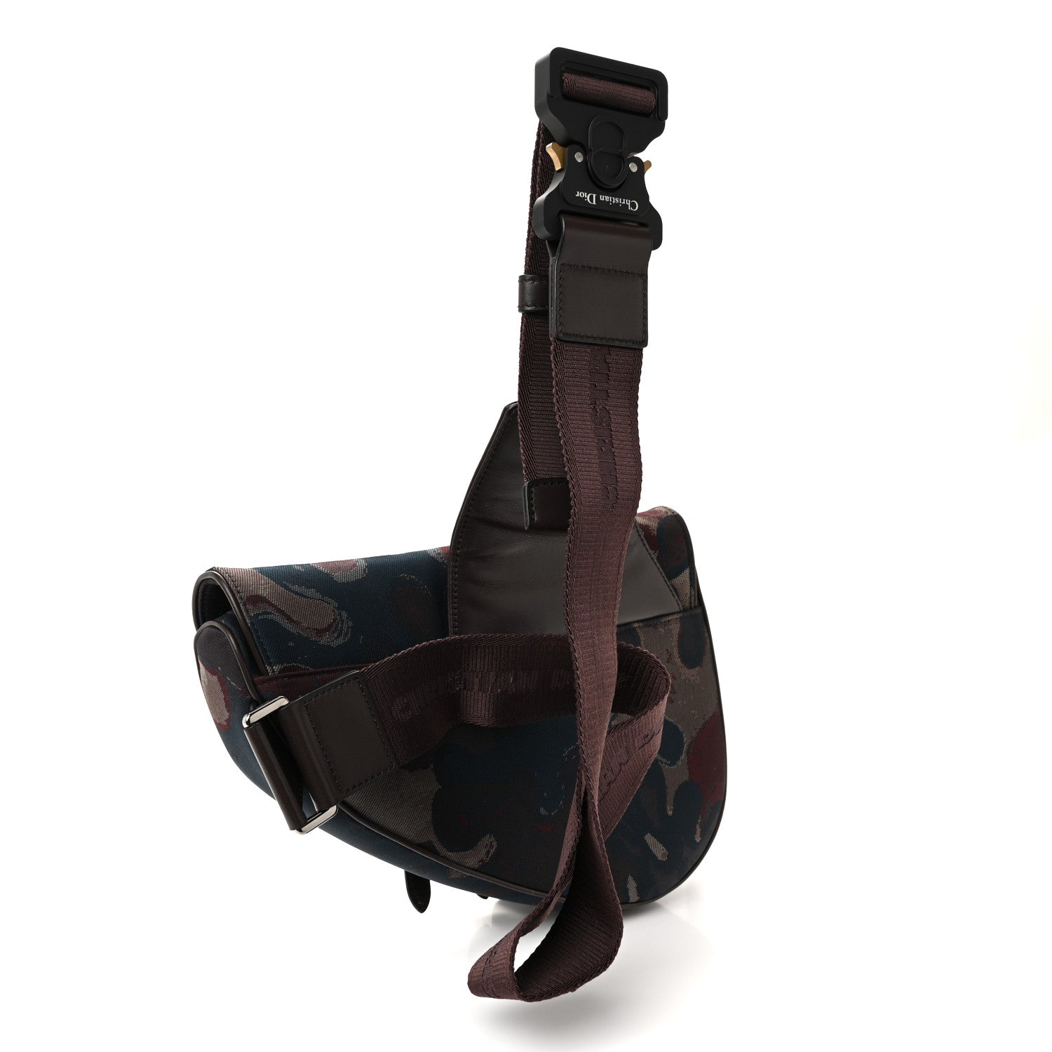 Christian Dior X PETER DOIG Denim Camouflage Saddle Bag Brown
