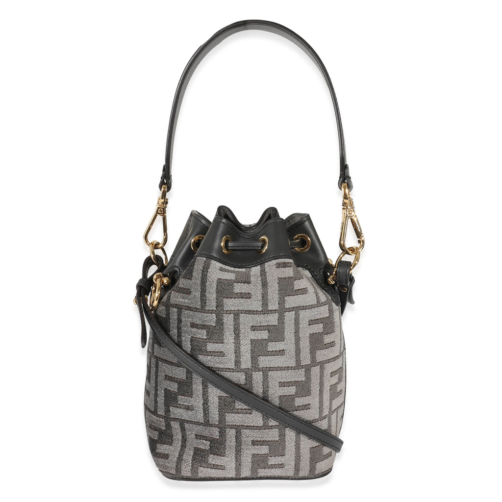 Fendi Grey Tapestry Fabric FF Mon Tresor Bucket Bag