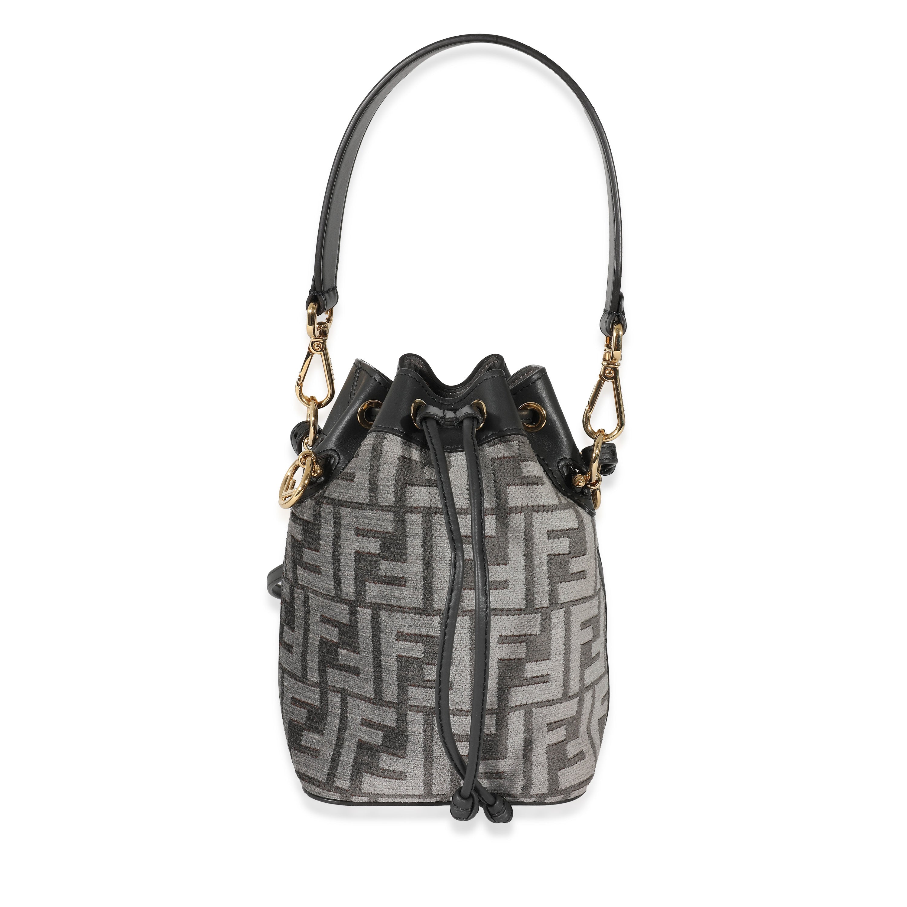 Fendi Grey Tapestry Fabric FF Mon Tresor Bucket Bag