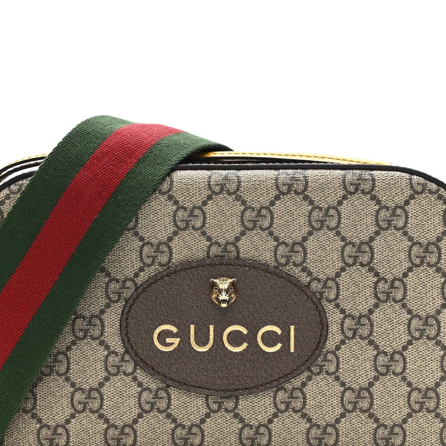 Gucci GG Supreme Monogram Web Neo Vintage Shoulder Bag Beige New Acero Crop