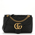 Gucci Calfskin Matelasse Medium GG Marmont Shoulder Bag Black