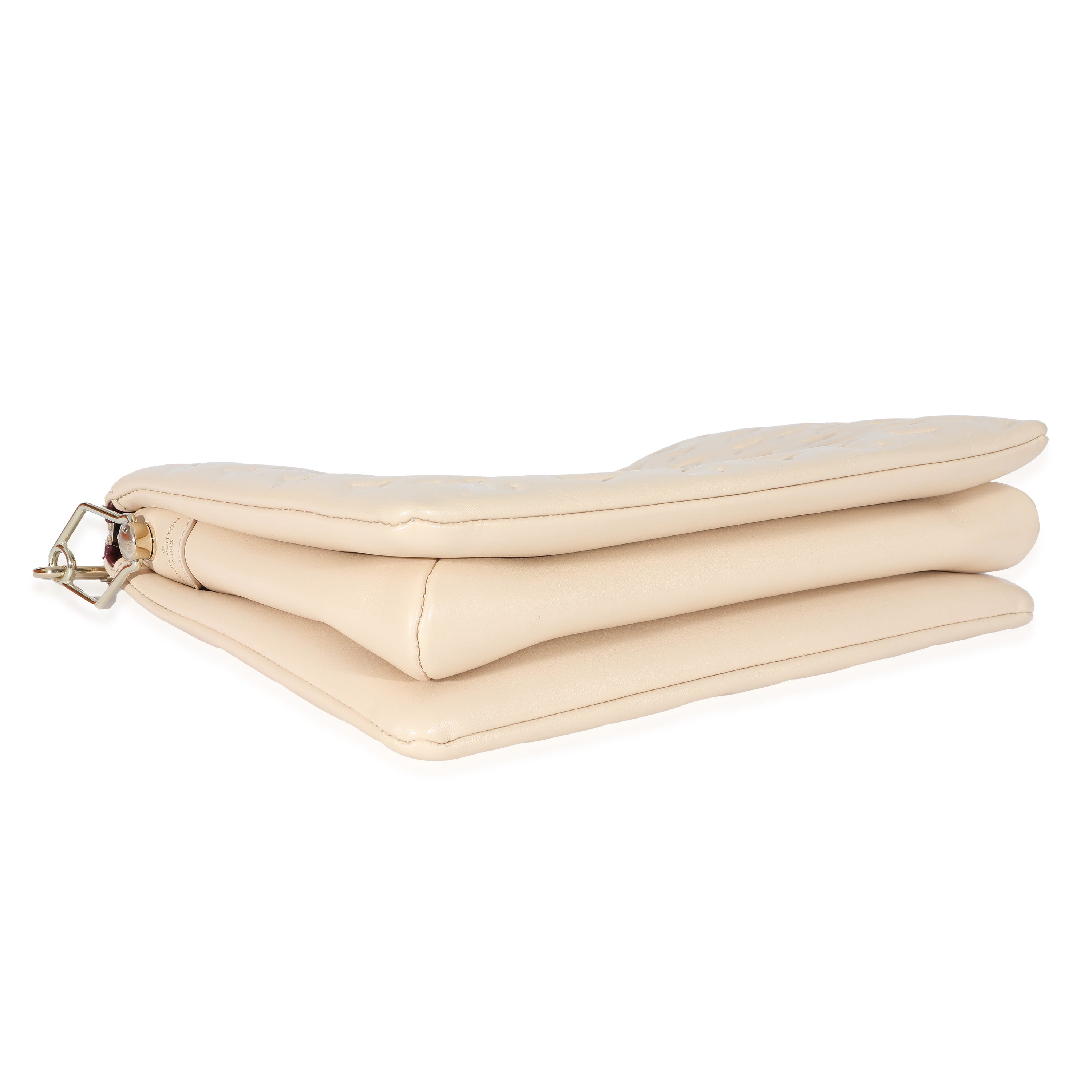 Louis Vuitton Cream Monogram Puffy Lambskin Coussin MM