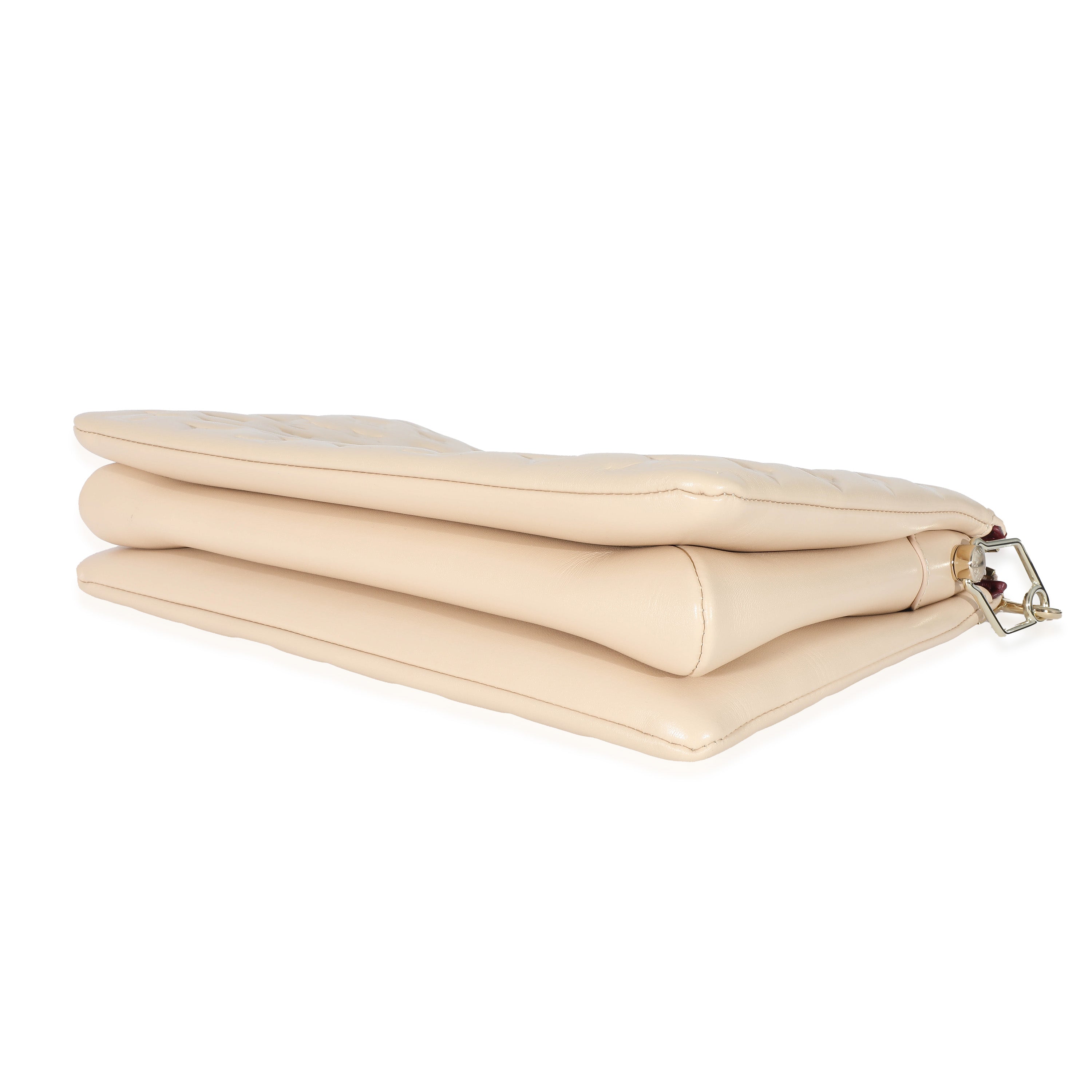 Louis Vuitton Cream Monogram Puffy Lambskin Coussin MM