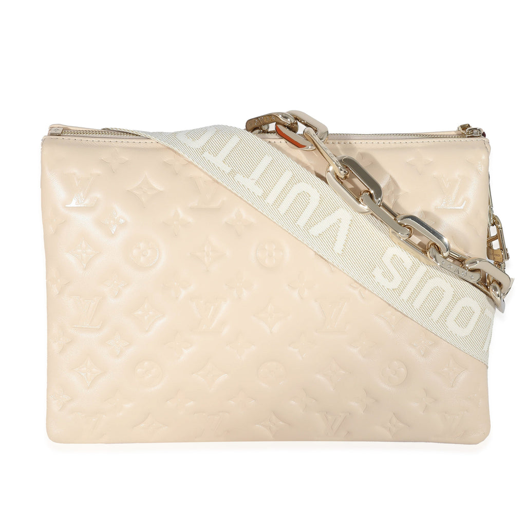 Louis Vuitton Cream Monogram Puffy Lambskin Coussin MM