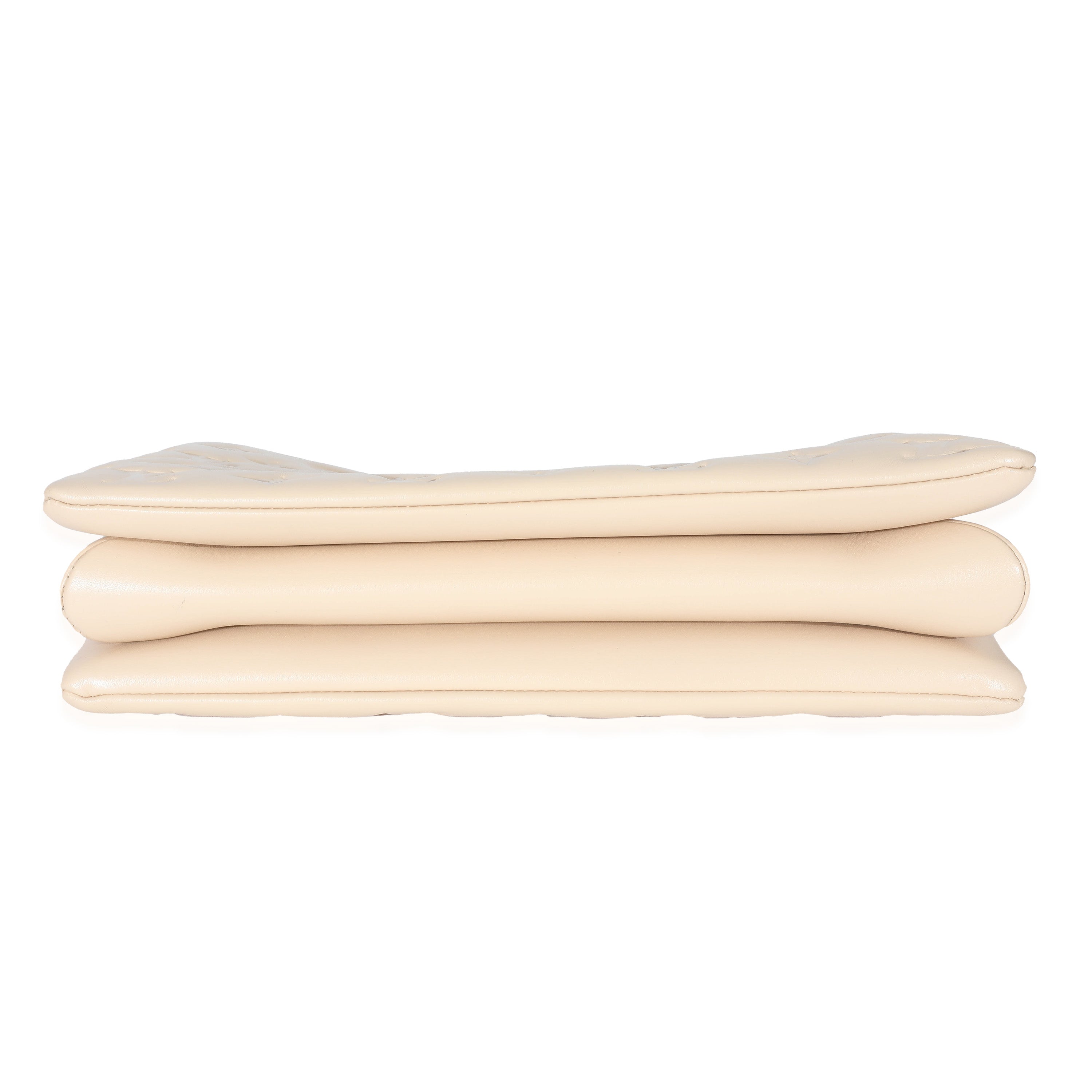 Louis Vuitton Cream Monogram Puffy Lambskin Coussin MM
