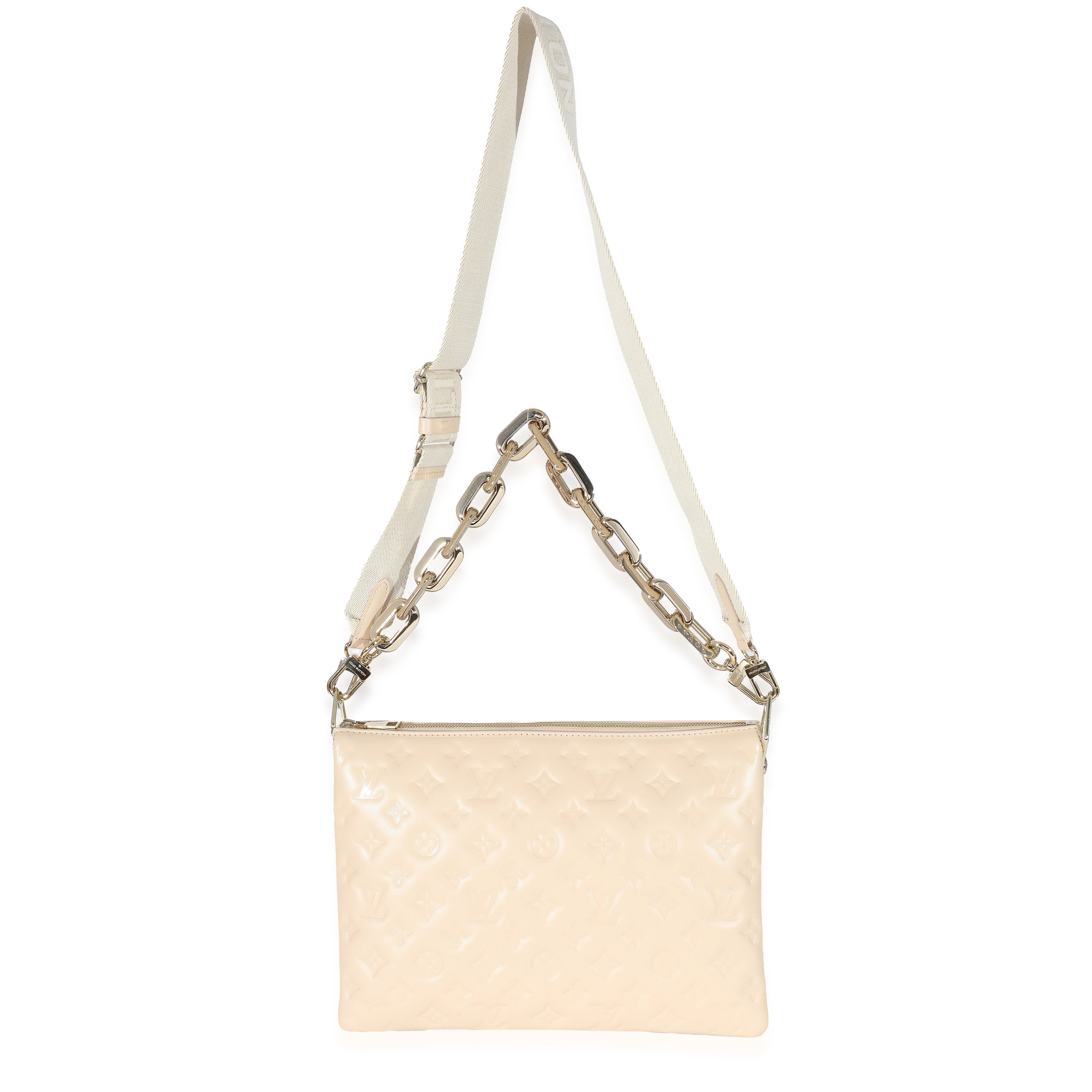 Louis Vuitton Cream Monogram Puffy Lambskin Coussin MM