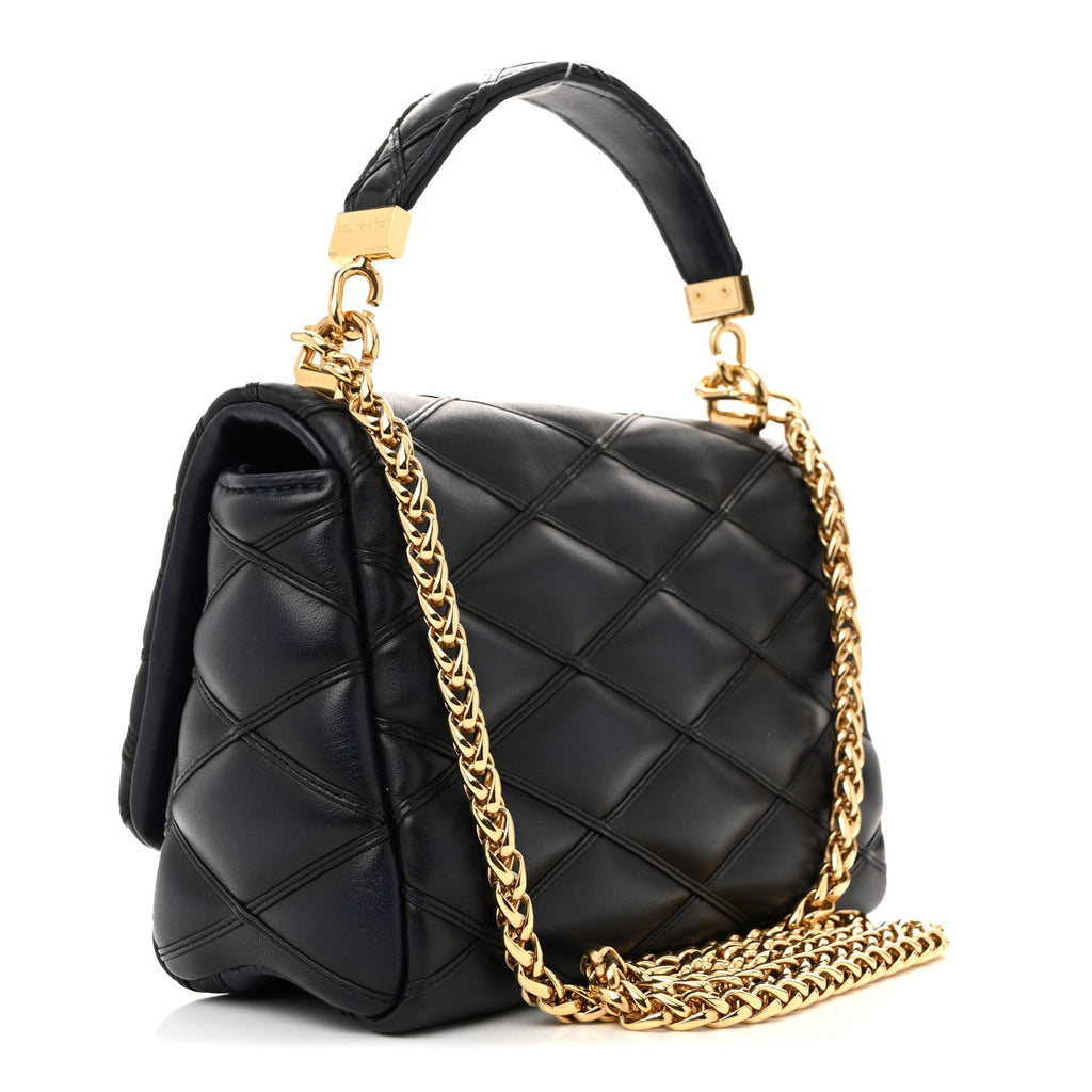 Louis Vuitton Lambskin Malletage Top Handle GO-14 MM Bleu Marine