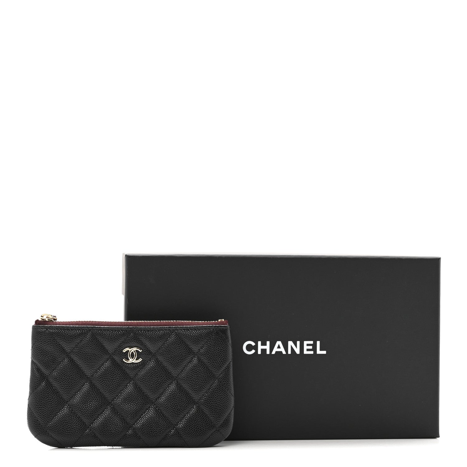 Caviar Quilted Small Cosmetic Case Black