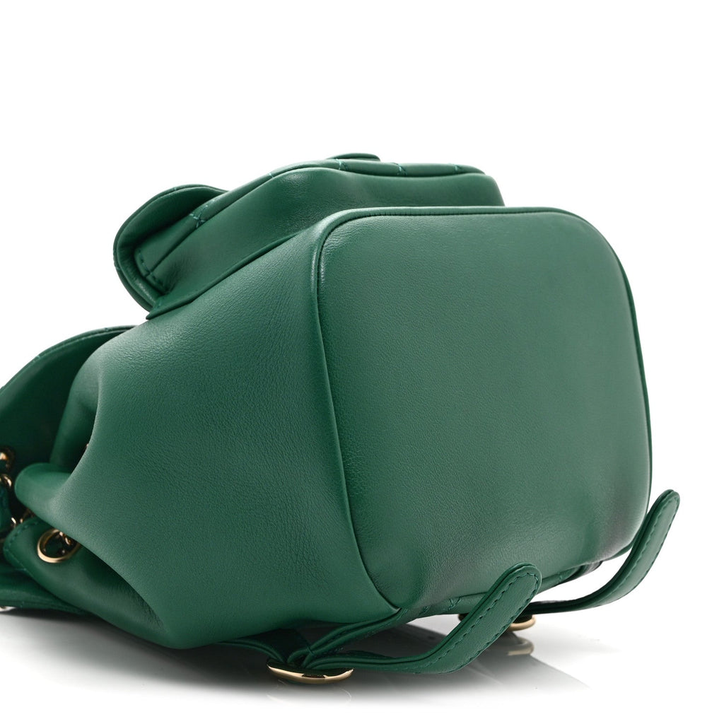 Chanel Lambskin Quilted Small Duma Drawstring Backpack Green