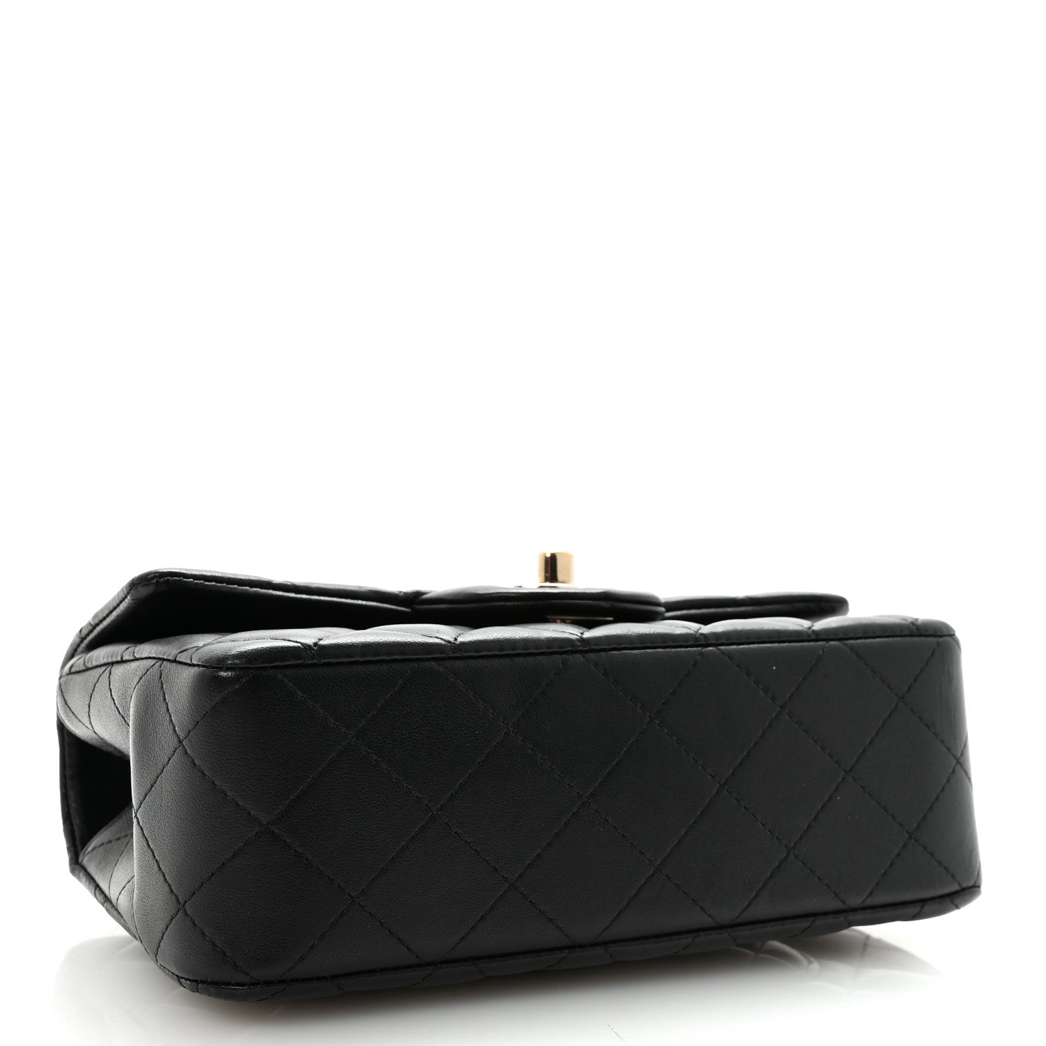 Chanel Lambskin Quilted Mini Top Handle Rectangular Flap Black