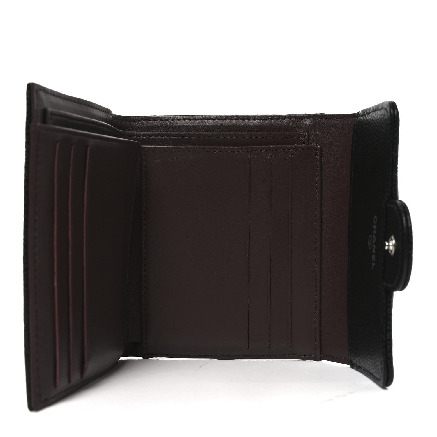Caviar Quilted Compact Flap Wallet Black