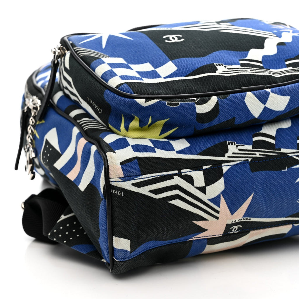 Chanel Canvas Cruise La Pausa Print Backpack Blue Multicolor