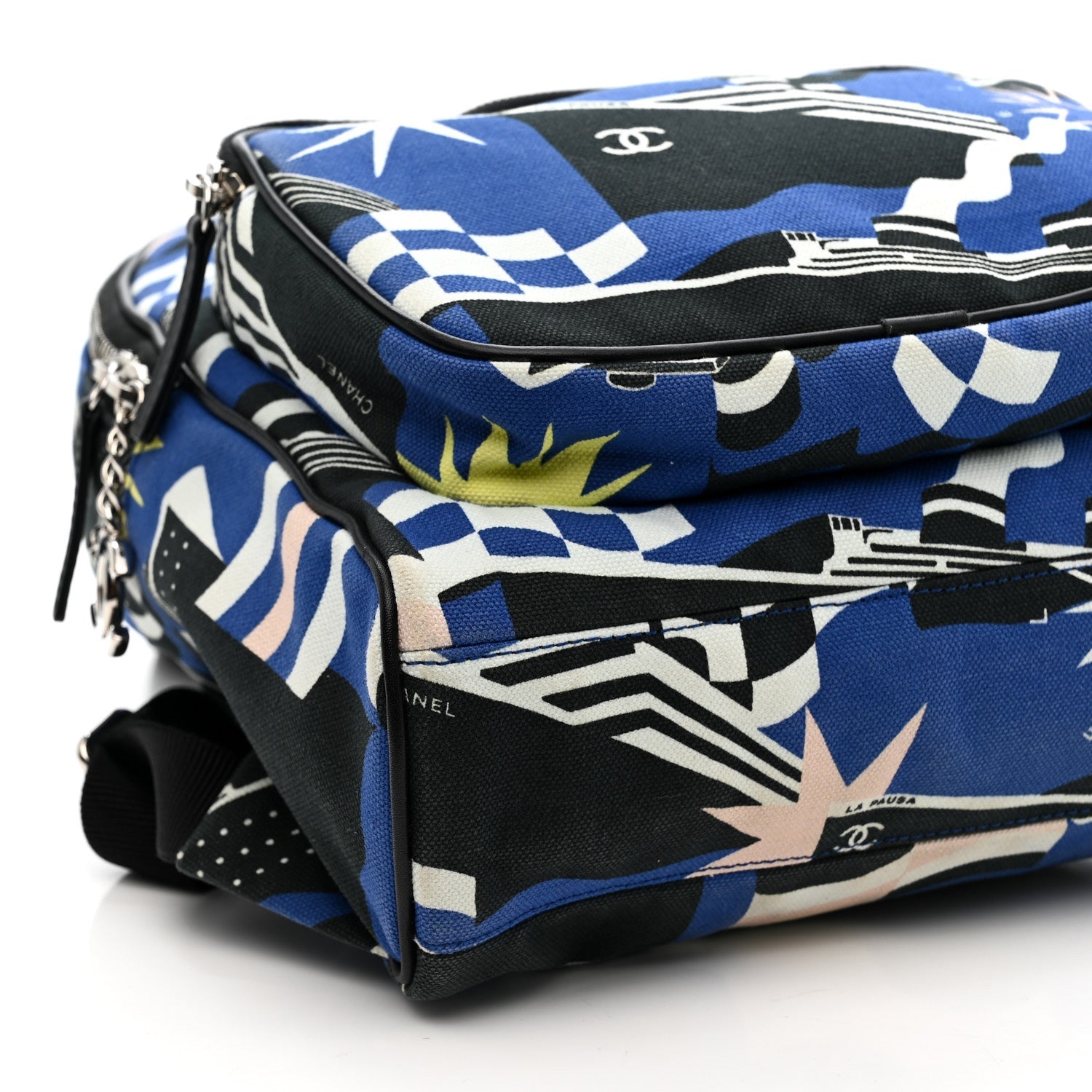 Chanel Canvas Cruise La Pausa Print Backpack Blue Multicolor
