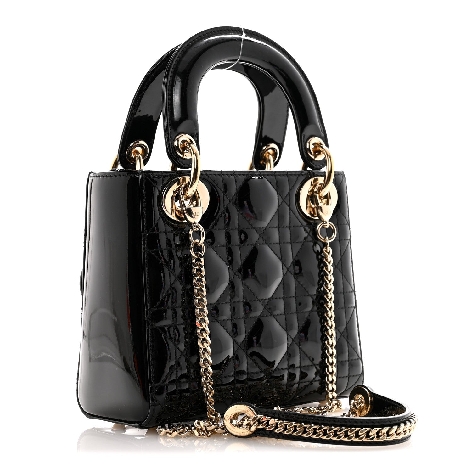 Christian Dior Patent Cannage Mini Lady Dior Black