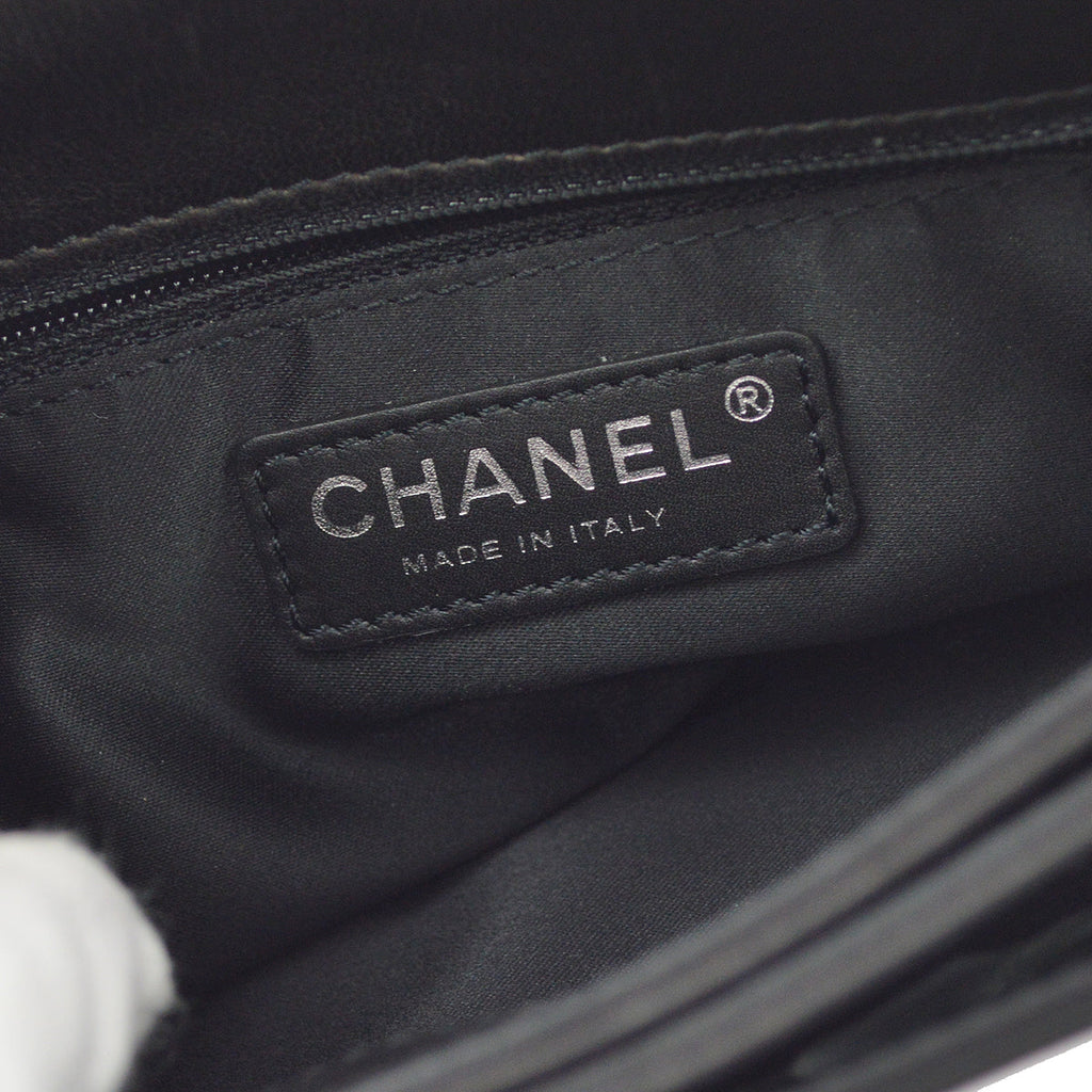 Chanel 2010-2011 Black Patent Leather Camelia Double Chain Shoulder Bag
