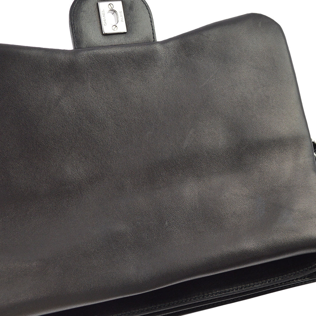Chanel 2010-2011 Black Patent Leather Camelia Double Chain Shoulder Bag