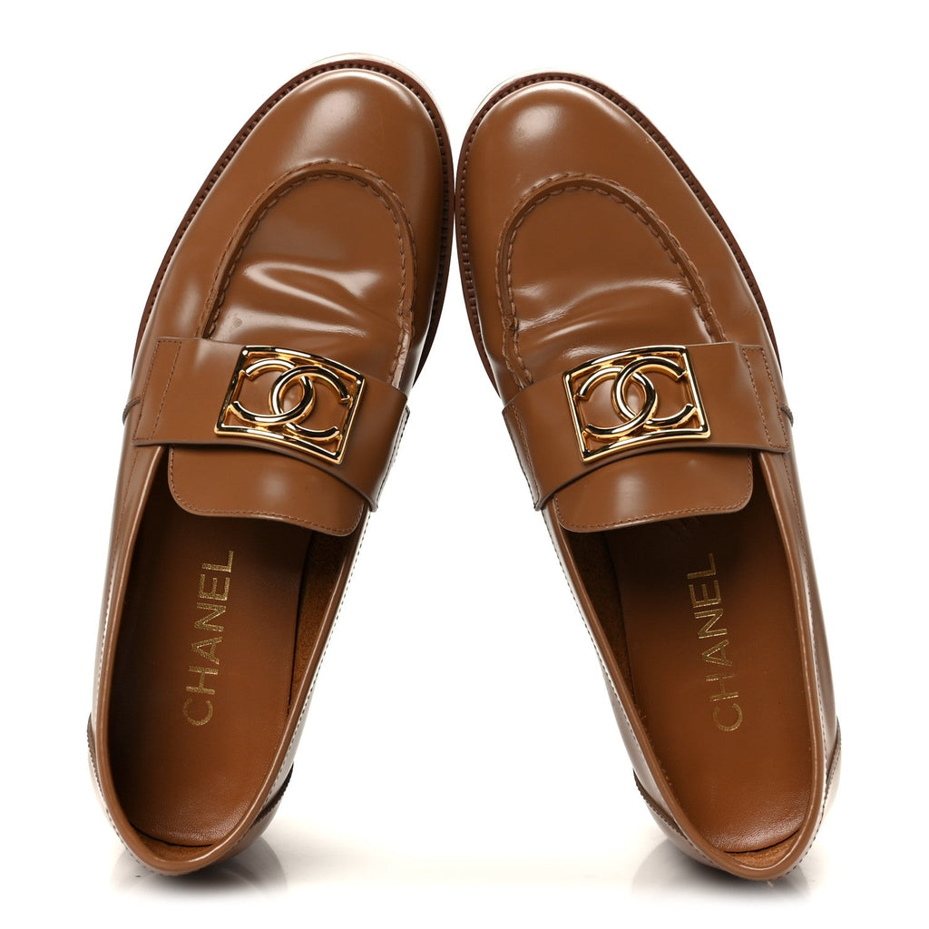 Calfskin Metal CC Loafers 40 Brown