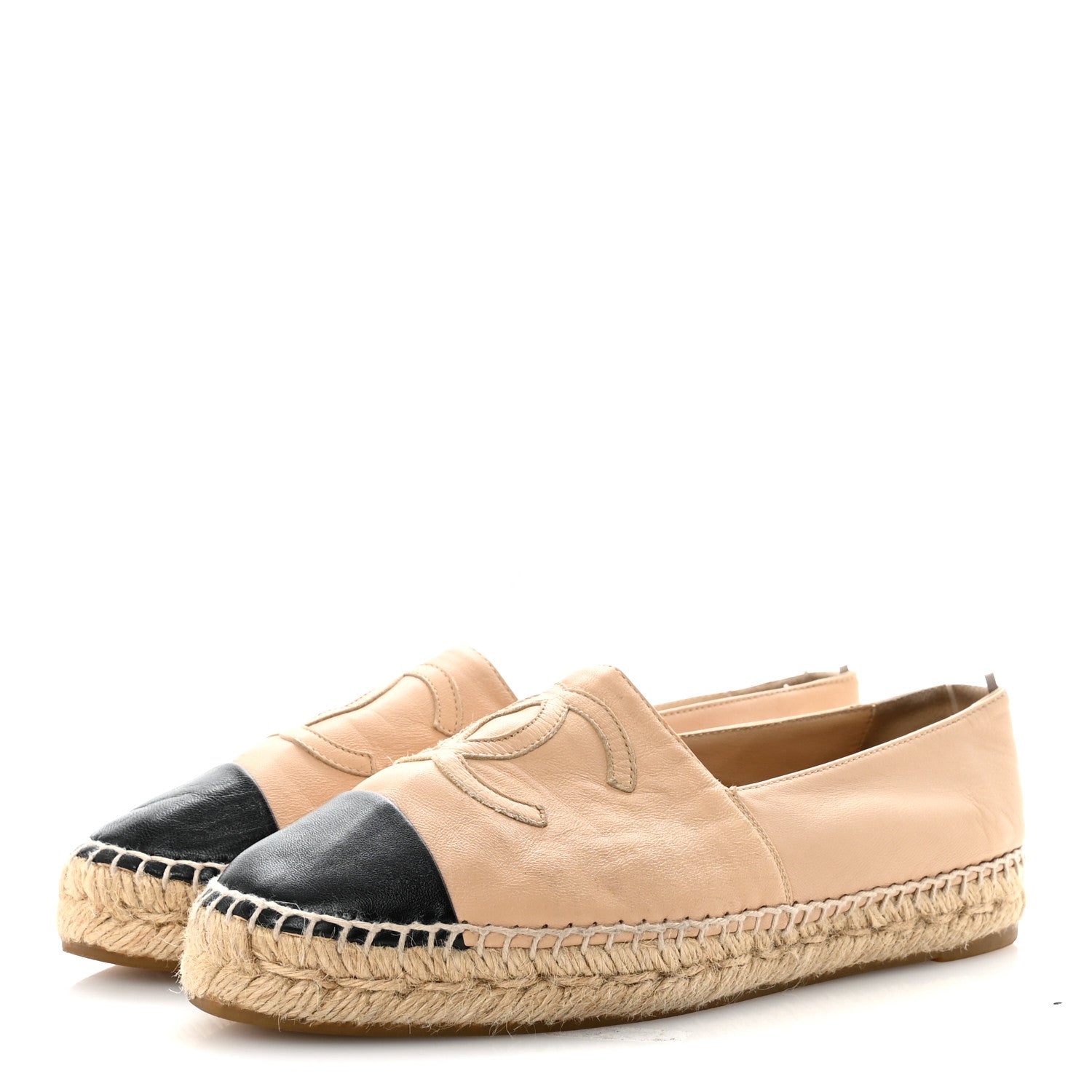 Lambskin CC Espadrilles 38 Beige Black