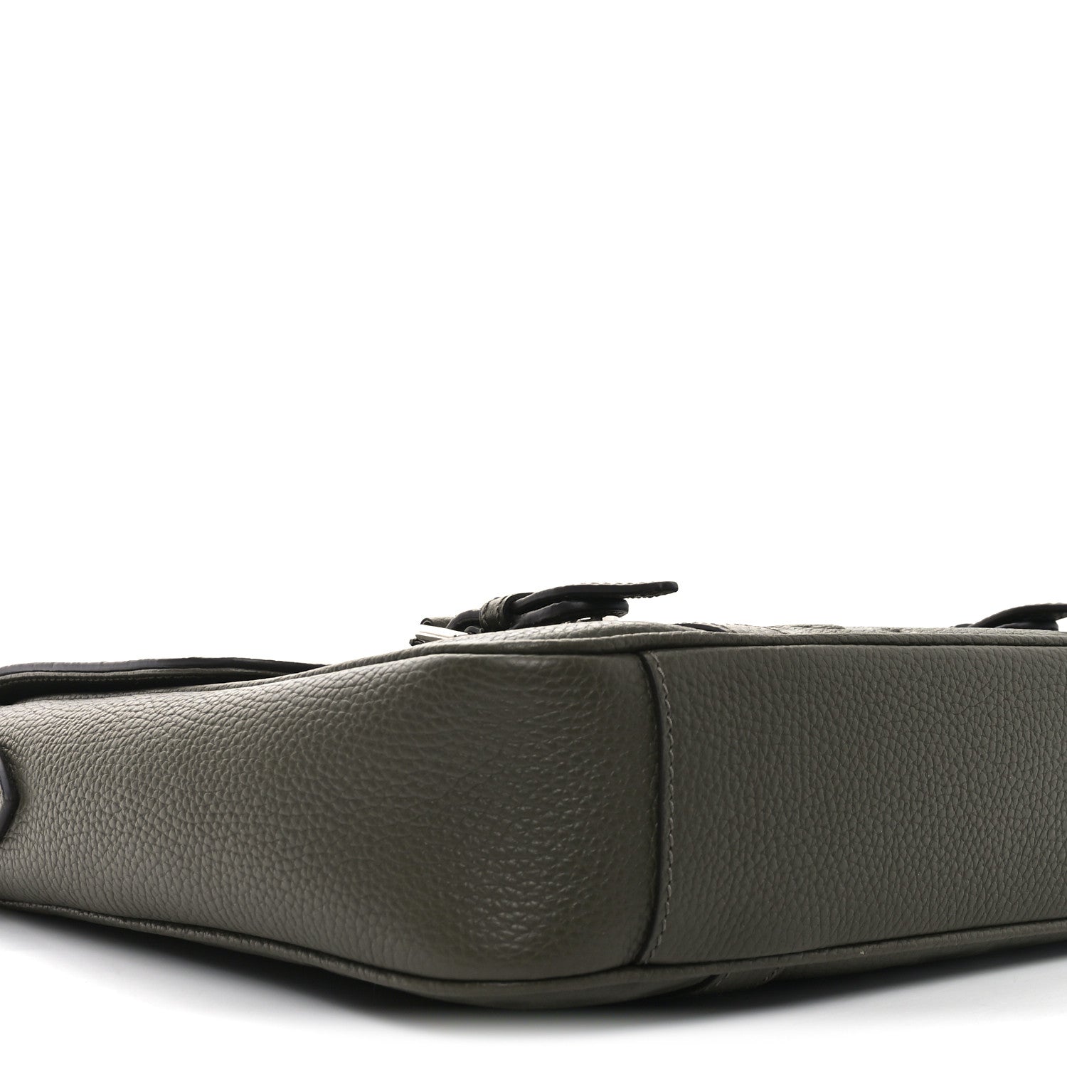 Gucci Piuma Calfskin Jumbo GG Embossed Double Buckle Medium Messenger Bag Dark Vintage Olive