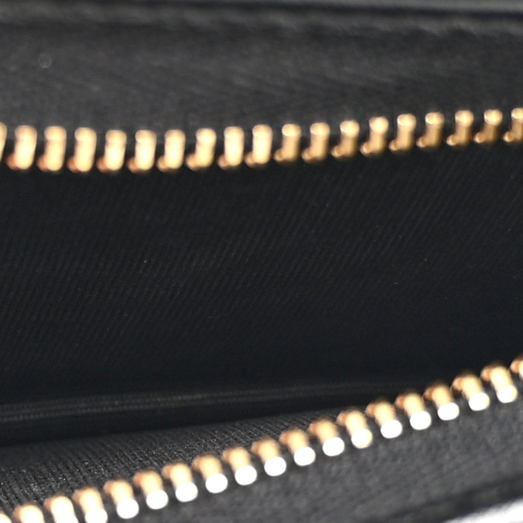 Gucci Calfskin Diagonal Striped Zumi Chain Card Case Wallet Black Beige