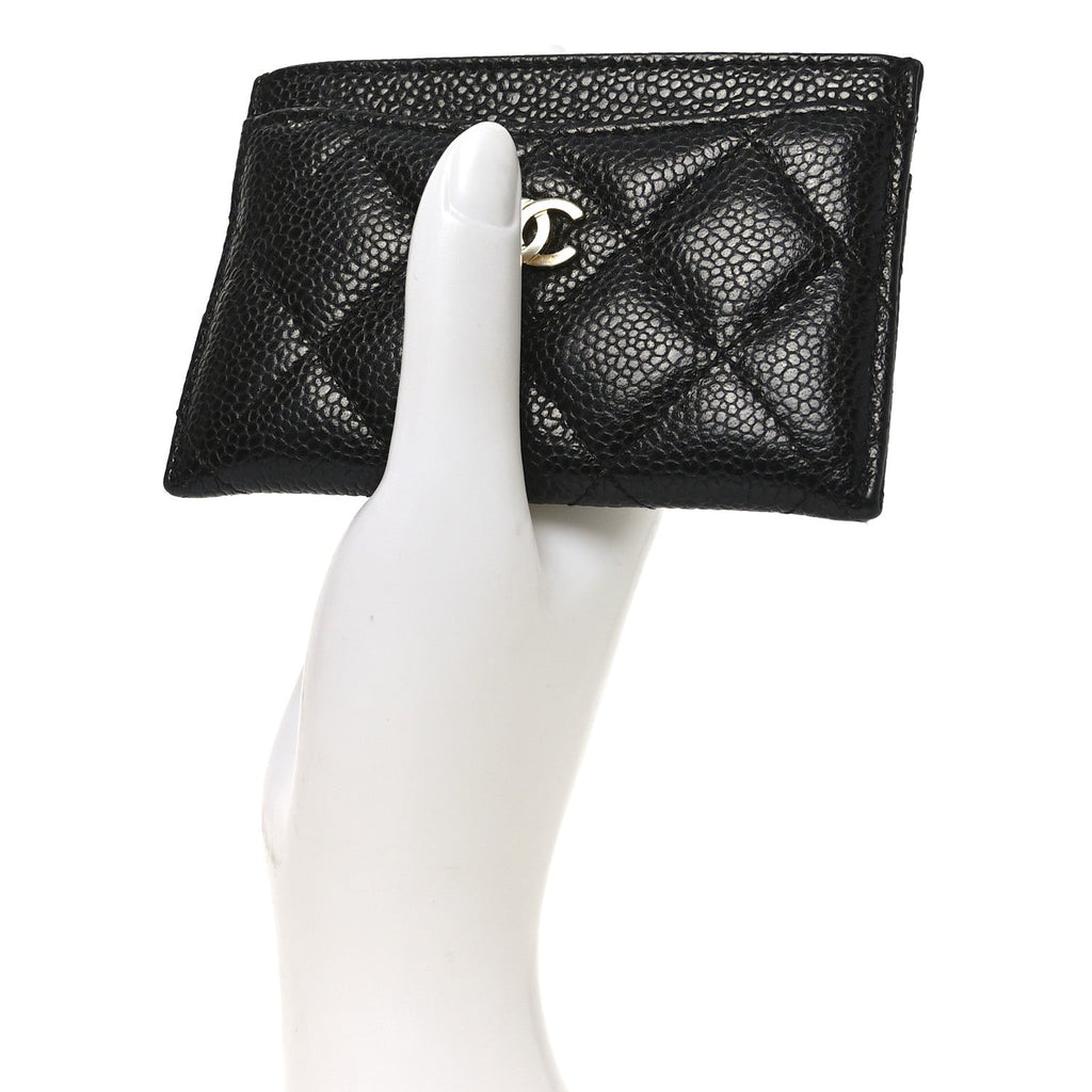Caviar Quilted Card Holder Black