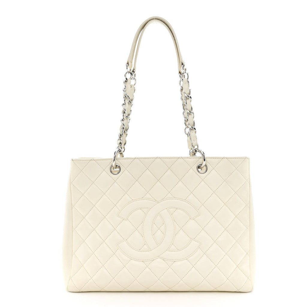 Chanel Caviar Quilted Grand Shopping Tote GST White