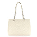 Chanel Caviar Quilted Grand Shopping Tote GST White
