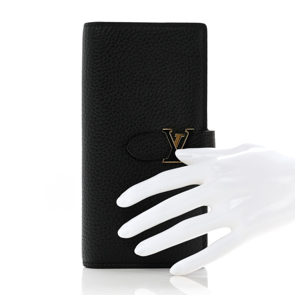 Louis Vuitton Taurillon LV Vertical Capucines Wallet Black Arizona