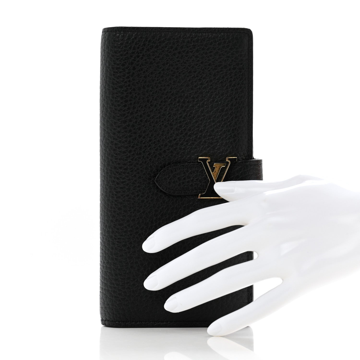 Louis Vuitton Taurillon LV Vertical Capucines Wallet Black Arizona