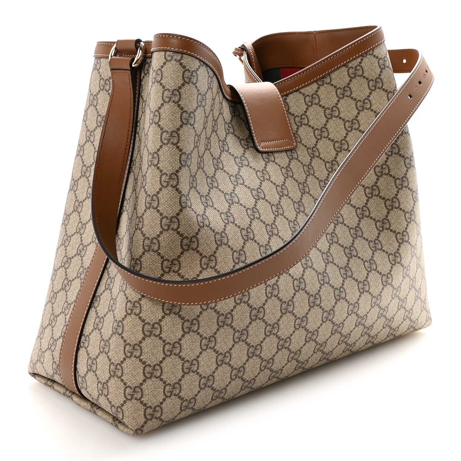Gucci GG Icon Monogram Padlock Shoulder Bag Beige Dark Brown