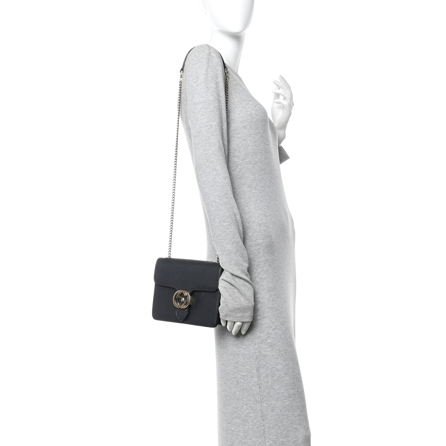 Gucci Dollar Calfskin Small Interlocking G Shoulder Bag Black