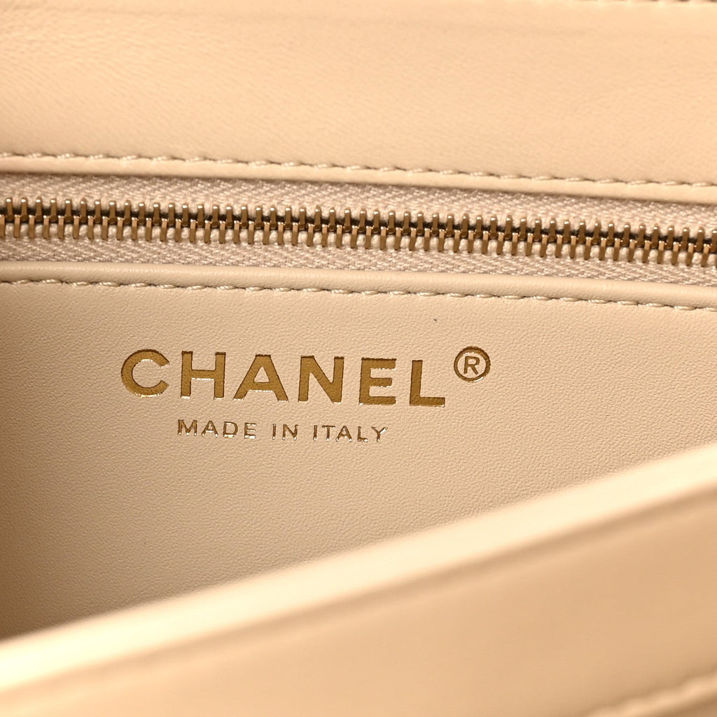 Chanel Lambskin Quilted Small Trendy CC Dual Handle Flap Bag Light Beige