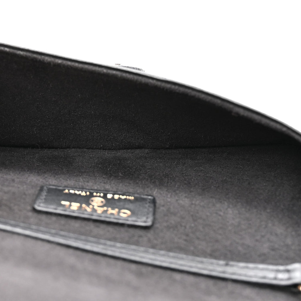 Chanel Caviar Quilted Chain Glasses Case Black
