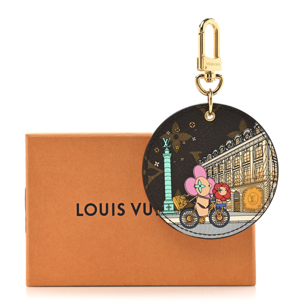 Louis Vuitton Monogram 2022 Christmas Animation Paris Bag Charm Key Ring Pink