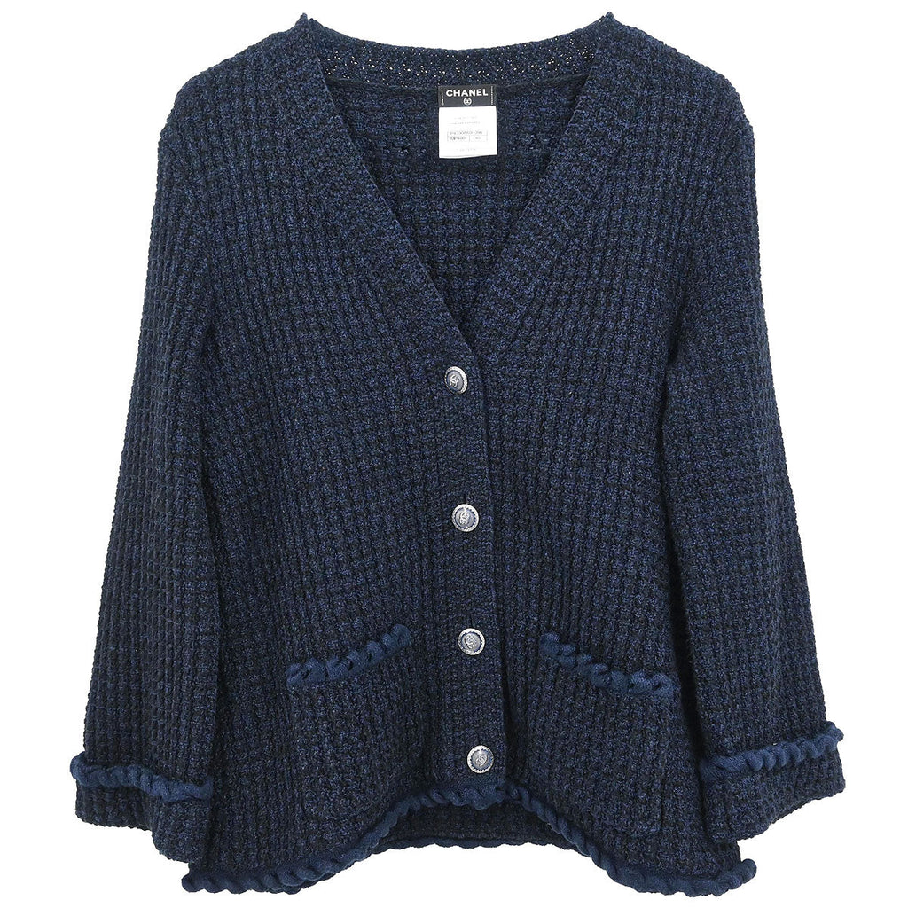 Chanel 2012 Tweed Cardigan Jacket Navy #40