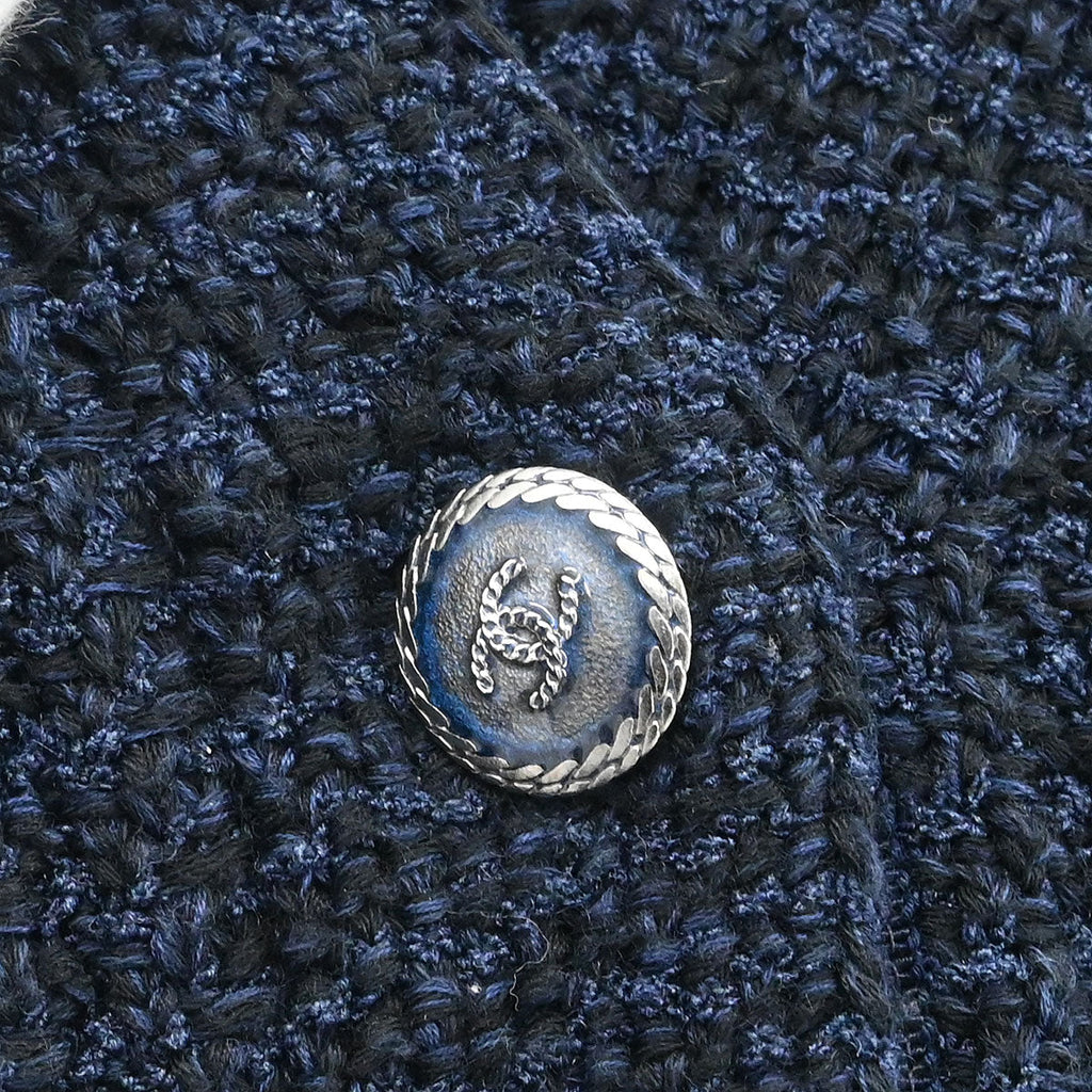 Chanel 2012 Tweed Cardigan Jacket Navy #40