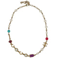 Chanel Coco CC Gold Chain Necklace Costume Pearl A17P