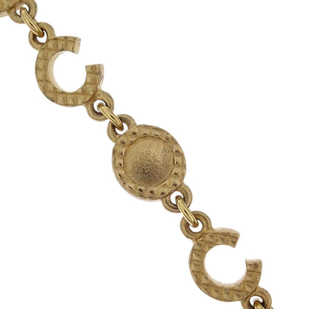 Chanel Coco CC Gold Chain Necklace Costume Pearl A17P