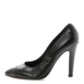 Crumpled Calfskin Cap Toe Pumps 39 Black