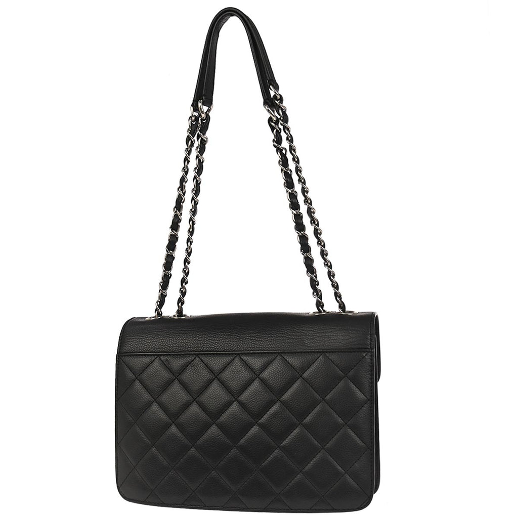 Chanel 2017-2018 Black Caviar Skin Box Flap Bag Shoulder Bag