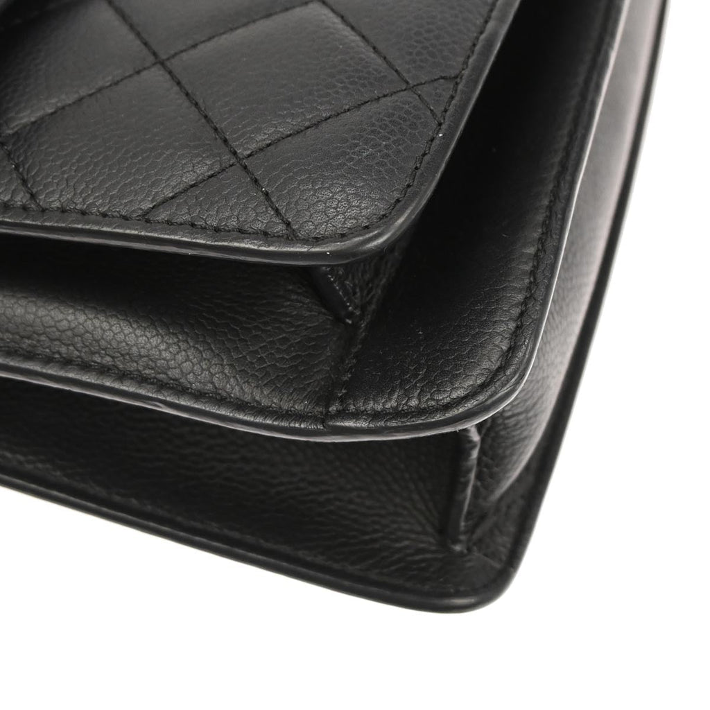 Chanel 2017-2018 Black Caviar Skin Box Flap Bag Shoulder Bag